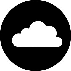 Minimalist Cloud Icon on Black Circular Backdrop