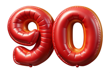 Balloons with numbers. 90. 3D rendering.