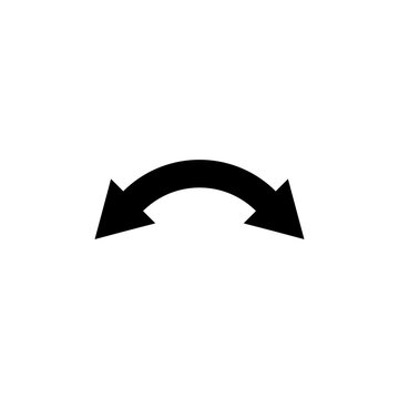 Curved double-ended semicircular arrow. Double ended and dual arrow with both ends. Vector illustration on a white background.