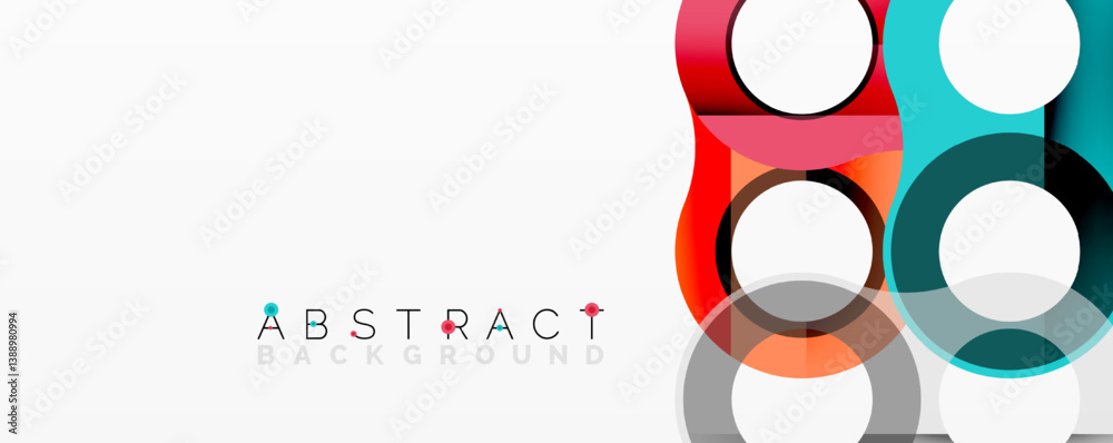 Aufkleber bright overlapping circles, rectangles. modern design, vibrant colors, white space. geometric shapes