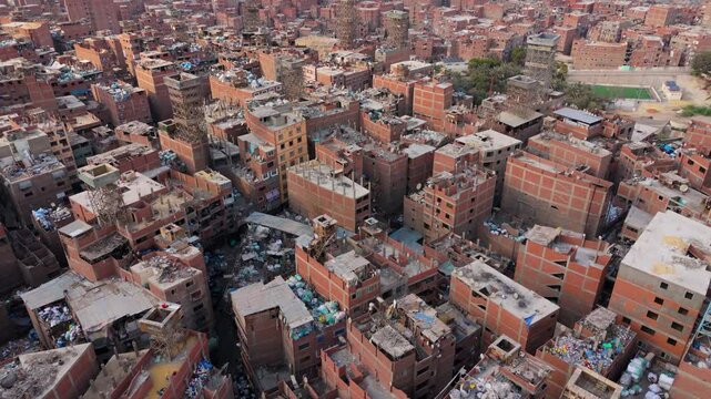 Aerial View Of Manshiyat Naser, Home Of Garbage People In Cairo, Egypt.