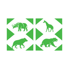 Green Wildlife Animal Silhouettes Design