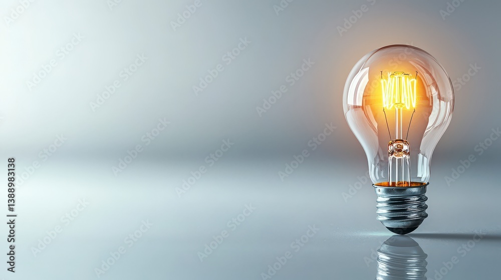 Poster illuminating ideas light bulb concept studio setting digital art minimalist environment close-up vie