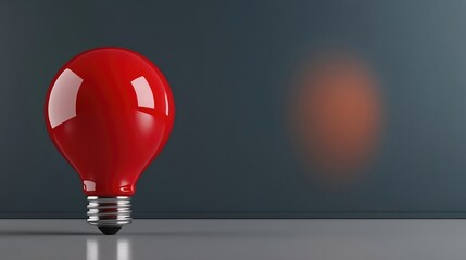 Red lightbulb on a gray background