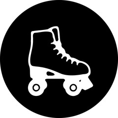 Simple roller skate icon on a black background