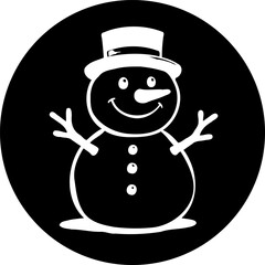 Simple Snowman Icon on a Black Background