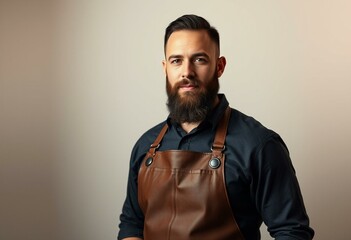 Obraz premium Portrait of a man with a beard and leather apron
