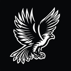 Fierce Eagle Vector – Compact Tattoo-Style Raptor with Raised Wings