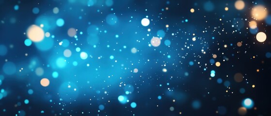 Abstract blue and gold bokeh background with sparkling light effect for festive celebration or dreamy atmosphere perfect for digital design and artistic projects