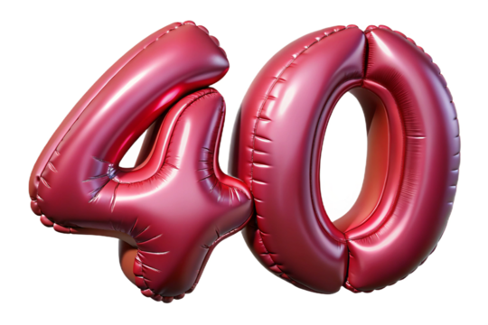 Balloons with numbers. 40. 3D rendering.
