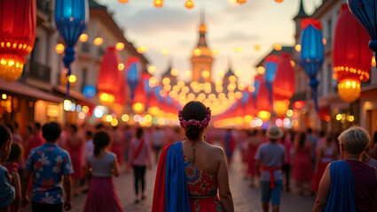 Celebrate National Pride: Festive Patriotic Gatherings with Dynamic Communal Celebrations, Decorative Accents & Cultural Performances - Photo Stock Concept