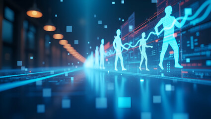 Obraz premium Explore sophisticated digital imagery that showcases consumer evolution through data analysis and strategic brand innovation in Photo Stock.