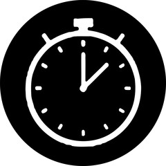 Black and White Timer Symbol Isolated on White