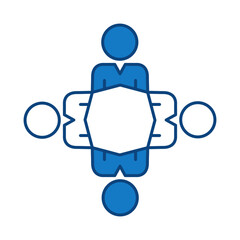 Meeting Blue Line Icon. Teamwork, Business, Planning, Strategy, Marketing, Leadership, Work Group, Meeting, Partnership Icons Editable Stroke Vector Illustration