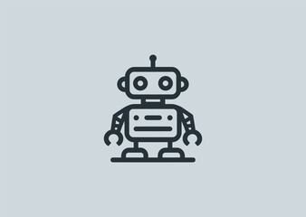 Minimalist robot logo with a futuristic vibe