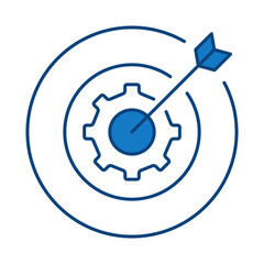 Target Blue Line Icon. Teamwork, Business, Planning, Strategy, Marketing, Leadership, Work Group, Meeting, Partnership Icons Editable Stroke Vector Illustration