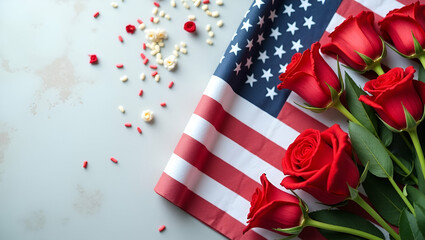 Obraz premium Explore refined visual compositions celebrating Memorial Day USA, featuring dignified patriotic symbolism and classic elements for premium stock imagery.