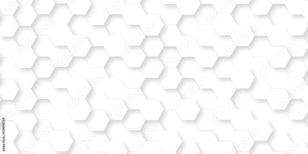 Poster abstract emboss white hexagonal background. luxury white pattern. vector futuristic minimal honeycom