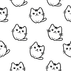 Minimalist Cat Line Art Pattern