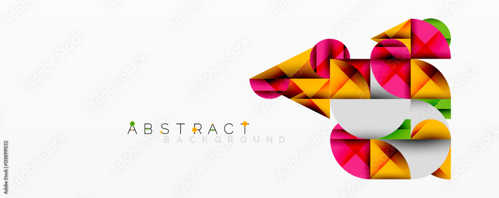 Aufkleber bright geometric shapes form abstract design. vibrant colors create modern visual experience. white 