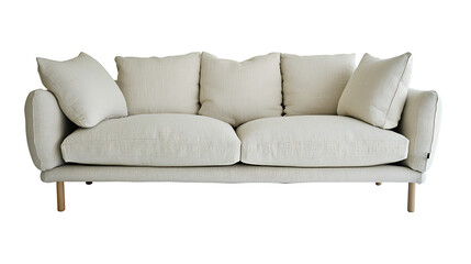 A white couch with pillows on it