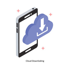 Cloud Downloding Concept Isometric Style Illustrations. Eps 10 File