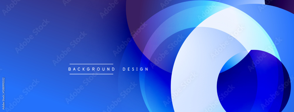Aufkleber Abstract blue design. Overlapping circles create dynamic visual effect. Smooth gradients, modern aesthetic. Perfect backdrop for presentations, websites.