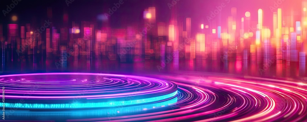 Poster cloud server intelligent innovation for managing systems concept. colorful light trails create a vib