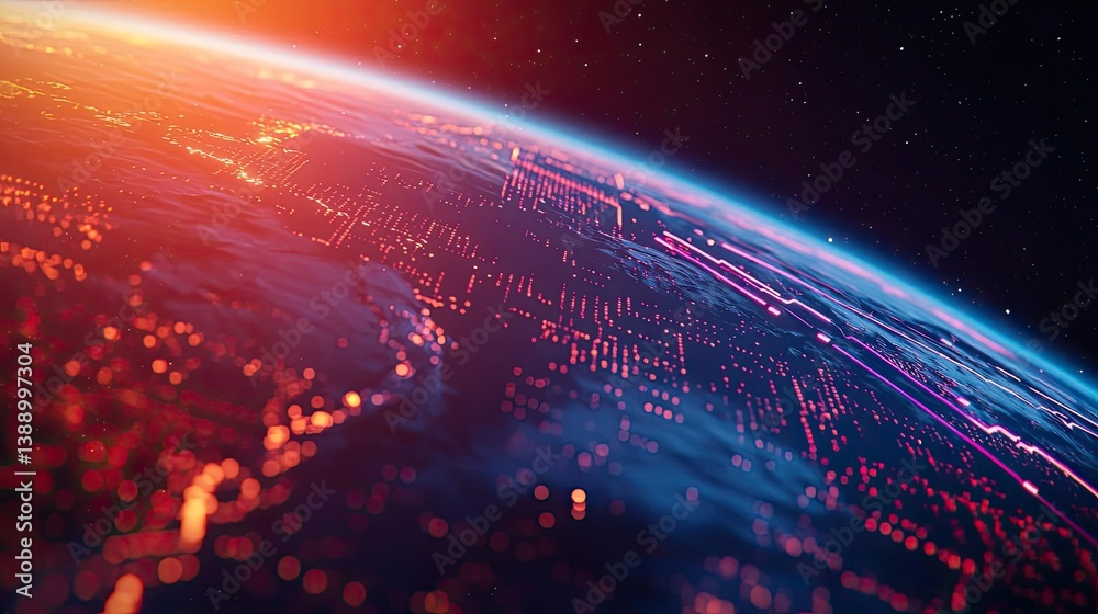 Poster cloud server intelligent innovation driving global systems concept. stunning aerial view of earth fr