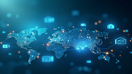 Obraz premium Contemporary Visual Narrative: Borderless Money Movement via Integrated Digital Payment Networks for Seamless International Fund Transfers in Global Commerce