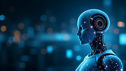 Dynamic digital artwork depicting AI disrupting traditional jobs by automating routine tasks fostering skill evolution and driving innovative workforce transformation. in  Photo Stock  Concept  and em