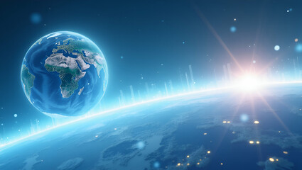 Fototapeta premium Futuristic Minimalist Wallpaper Design: High Clarity Digital Renderings of Fintech Remittance Systems & Secure Global Money Transfer Networks with Expansive Empty Space