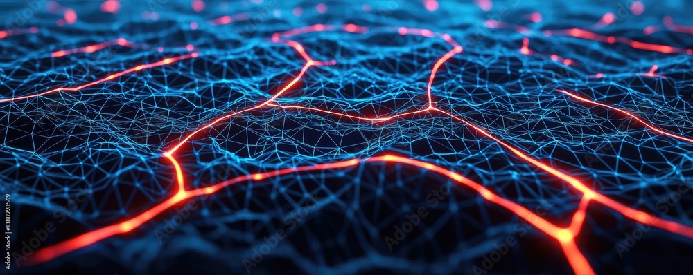 Aufkleber Clouds server intelligent glowing system driving globalization concept. Abstract representation of neural networks and data connections.
