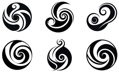 Abstract Black and White Swirling Designs for Graphic Use