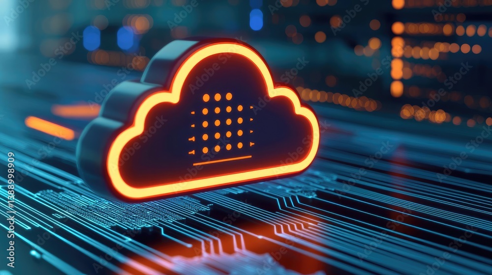 Aufkleber cloud server intelligent innovation for managing systems concept. modern cloud computing symbol inco