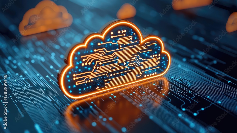 Poster cloud server intelligent innovation driving global systems concept. a vibrant cloud symbolizing digi