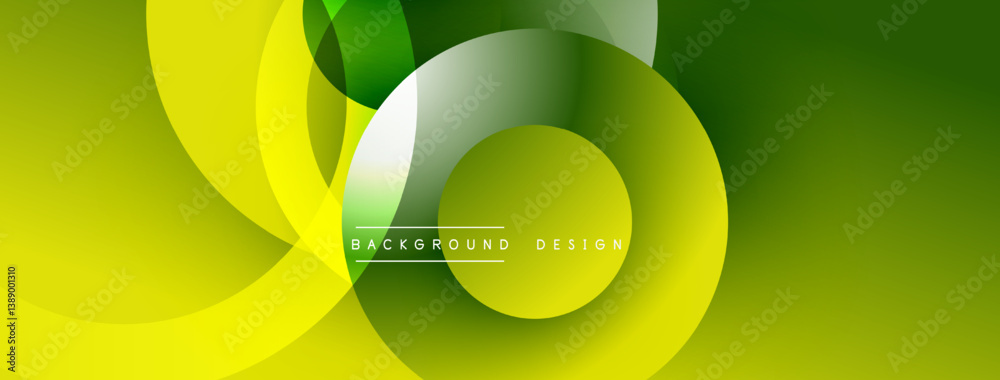 Poster Green abstract shapes overlap. Smooth gradients create dynamic visual effect. Modern design for backgrounds, presentations, branding.