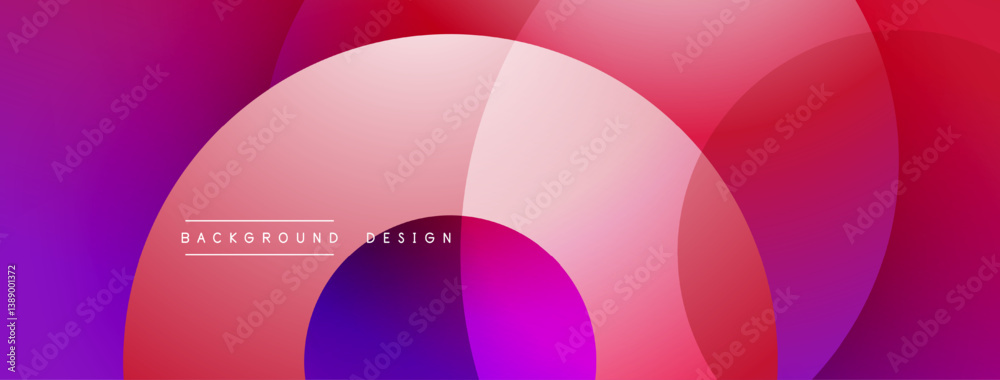 Poster Abstract design. Overlapping circles create vibrant color gradients. Smooth transitions between pinks, purples, reds. Modern aesthetic. Simple composition.