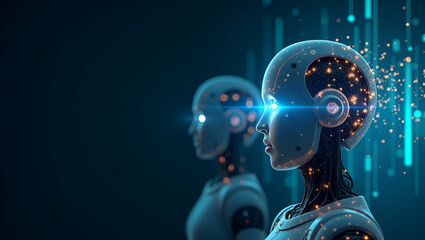 Advanced Neural Network Robotics: Integrating Deep Learning and Sensor Fusion for Intelligent Automation in Complex Tasks - Stock Photo Concept with Left Space