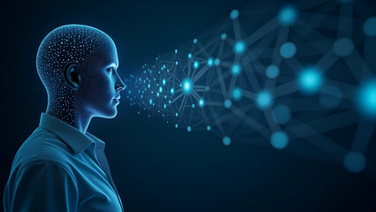 Obraz premium Modern Digital Illustration of Human-like AI Adaptability: Responsive Neural Interfaces & Dynamic Interaction Systems for Innovative Digital Engagement in Stock Photos