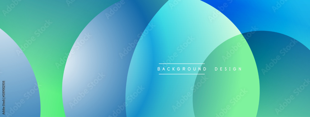 Poster abstract background. overlapping circles create gradient effect. blue, green hues dominate compositi