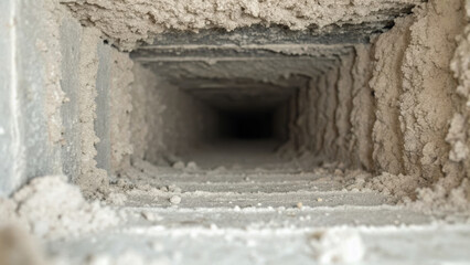 Dust accumulates in air duct, showcasing importance of engineering for proper ventilation and air quality in buildings