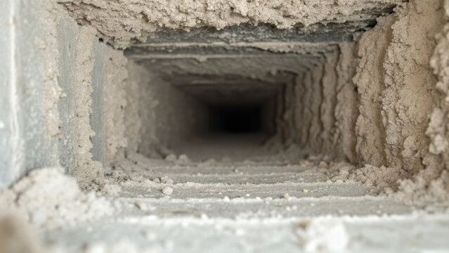 Dust accumulates in air duct, showcasing importance of engineering for proper ventilation and air quality in buildings