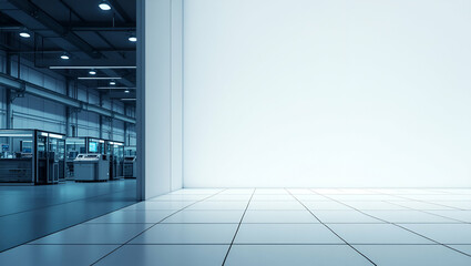 Sophisticated Minimalist Wallpaper: Expansive Empty Space & Industrial Aesthetics for Smart Manufacturing, Robotics Integration, and High-Tech Factory Environments