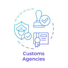 Customs agencies blue gradient concept icon. Government authorities. Integrated border management. Round shape line illustration. Abstract idea. Graphic design. Easy to use in presentation