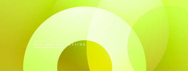 Abstract design. Overlapping circles create dynamic composition. Yellow, green hues dominate. Smooth gradients suggest depth, movement. Modern aesthetic.