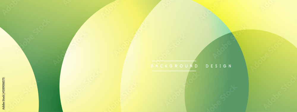 Fototapete abstract design features overlapping circles. soft green, yellow hues create smooth gradient. minima