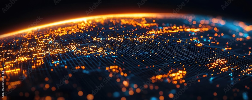 Aufkleber cloud server intelligent innovation driving global systems concept. illuminated earth view showcasin