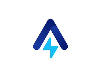 A letter logo with power sign 