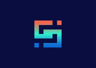 S letter logo for technology brand